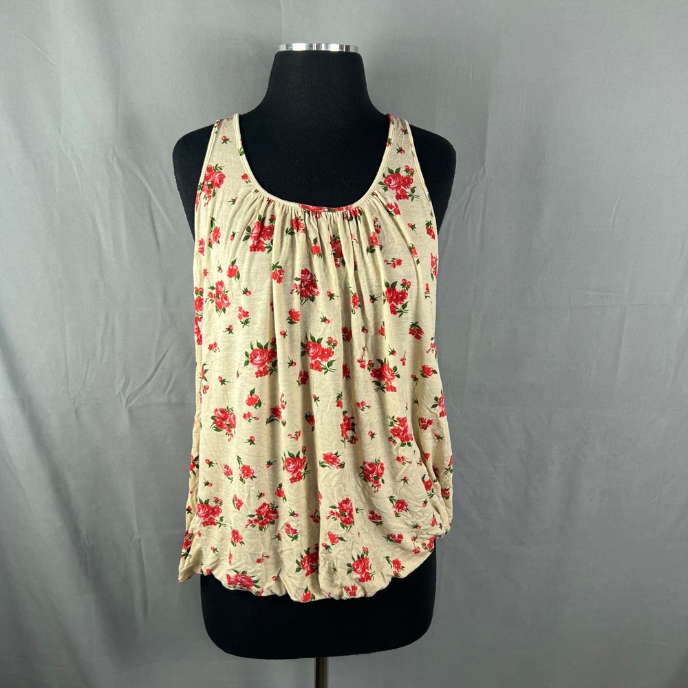 American Dream Tank Top Womens Large Multicolor Floral Crochet Lace Racerback